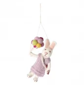 White Bunny Girl with Lavender Dress and Balloons