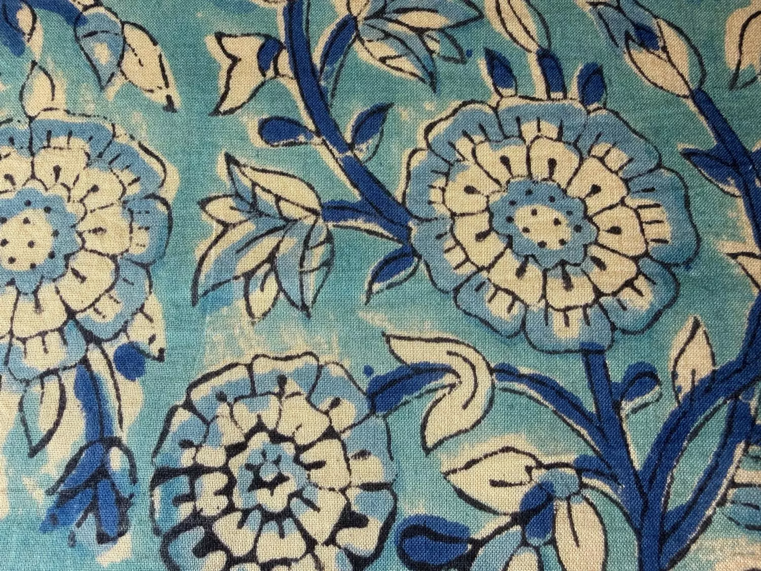 Anouska - Blokktrykket stoff fra India, voile