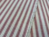 Kraftig og rustikt møbelstoff i rødt/offwhite 30.000 martindale