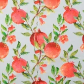 Granatepler på lys blå bakgrunn, bomull 140 cm