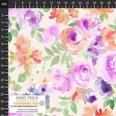 Jersey - Blomster i pastellfarger