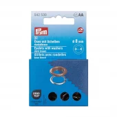 Prym Maljer m/skiver 8mm – 32stk – Mørk Brun/Sølv