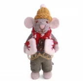 Small Grey Boy Mouse w/Waistcoat & Ice Skates