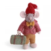 Small Grey Boy Mouse w/Suitcase