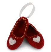 Ballerina Shoes w/Heart - Red w/Gold Embroidery