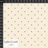 Light & Lush - Cotton Poplin 34-027, Sorte prikker på kremfarget bakgrunn