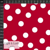 Light & Lush - Cotton Poplin 34-049, Hvite bomber på rød bakgrunn