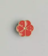 Knapp metall -  Øye 15 mm blomst korall