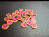 Knapp Perlemor - 15 mm rosa/grønn