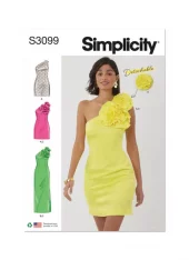 Simplicity S30Sewing Pattern Misses' and Miss Petite Dress in Two Lengths with Detachable 3D Flowers