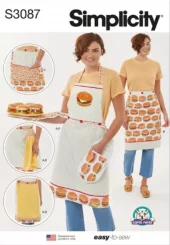 Simplicity S3087 Sewing Pattern Aprons in Sizes S-M-L and Kitchen Accessories by Carla Reiss