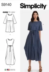 Simplicity 9140 Sewing Pattern Misses' Relaxed Pullover Dress
