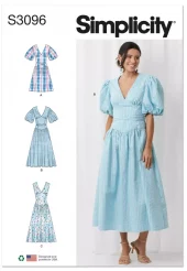 Simplicity  3096 Sewing Pattern Misses' and Women's Dress with Length and Sleeve Variations