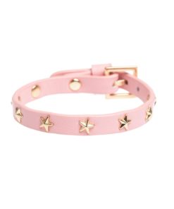 Leather starstud bracelet mini, pale pink