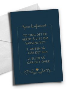 Konfirmasjonskort, to ting (nynorsk)