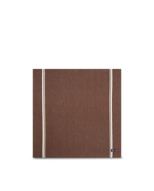 Lexington Cotton twill napkin with stripes - tøyserviett - brown/white