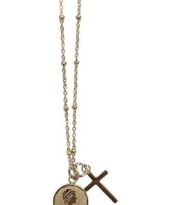 Cross charm necklace gold