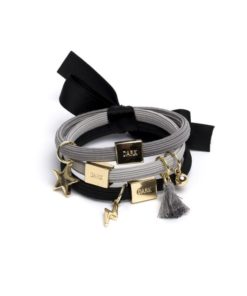 Hair ties 3pk charm combo blacks w/ gold