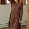 Nanna dress viscose, terracotta leo