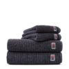 Lexington håndklær, steel blue / dark gray striped 50x70 cm
