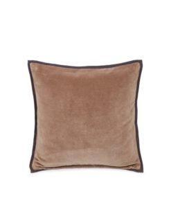 Lexington Velvet Cotton Pillow Cover with twill edge, mid brown