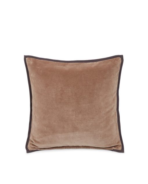 Lexington Velvet Cotton Pillow Cover with twill edge, mid brown