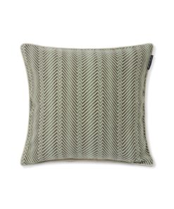 Zig Zag Printed Linen/Cotton Pillow Cover, green/beige