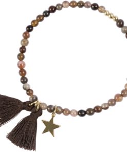 Stone bead bracelet 4mm, soft brown
