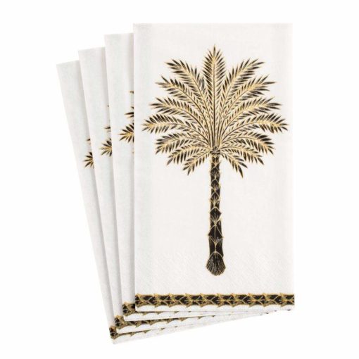 Caspari Grand Palms Paper Guest Towel Napkins in Black