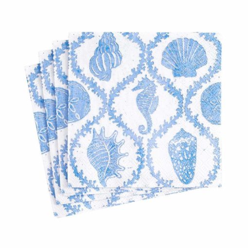 Caspari Seychelles Paper Cocktail Napkins in Blue