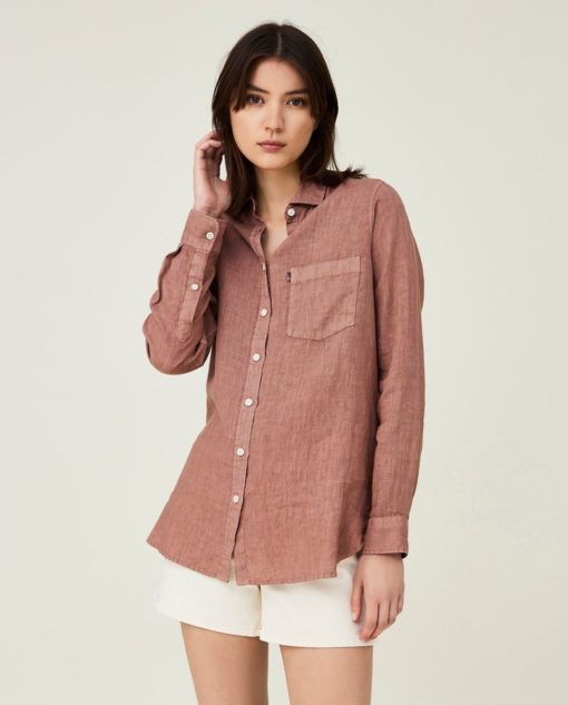 Lexington Isa linen shirt - linskjorte - brown