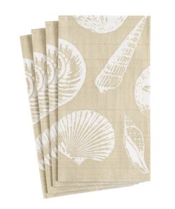 Caspari Shells Paper Guest Towel Napkins in Sand