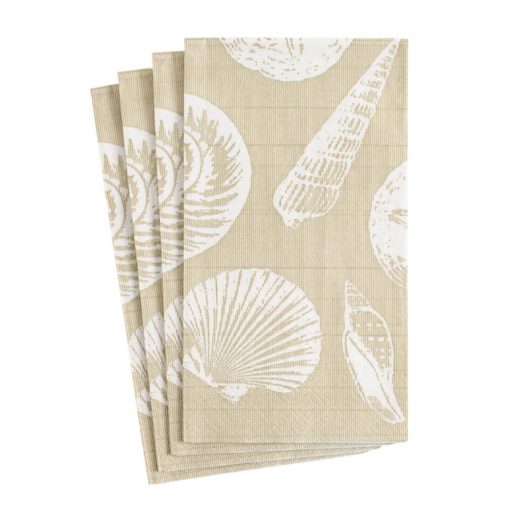 Caspari Shells Paper Guest Towel Napkins in Sand
