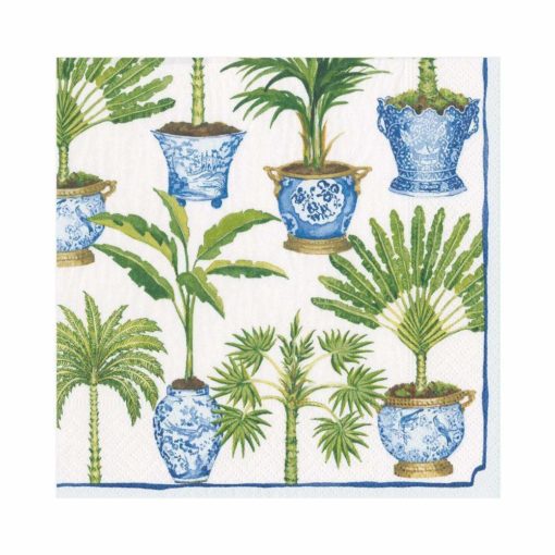 Caspari Potted Palms Paper Luncheon Napkins in White