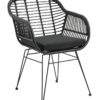 Nordal Garden chair w/armrest & cushion, black