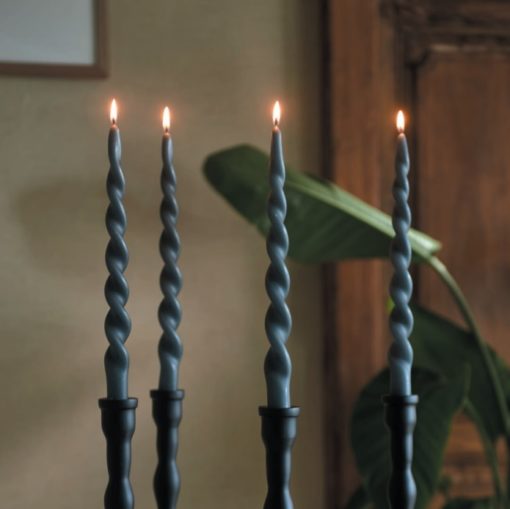 RM Twisted Dinner Candles, dark grey 4pk