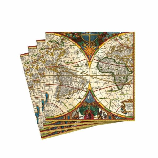 Caspari World Map Paper Cocktail Napkins