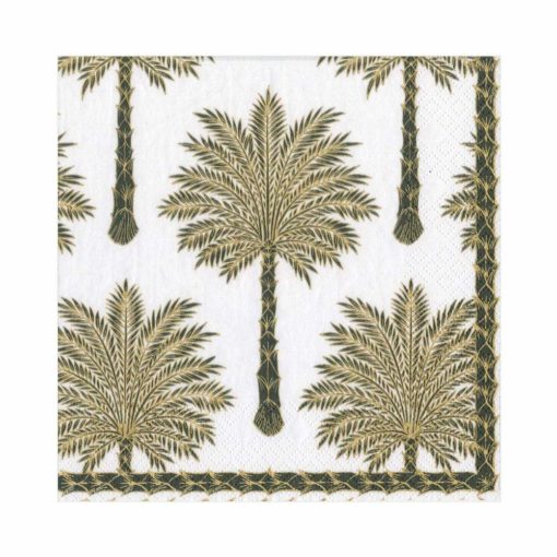 Caspari Grand Palms Paper Luncheon Napkins in Black