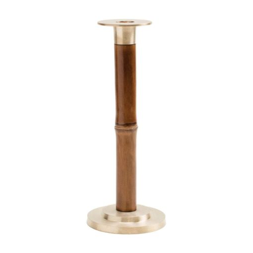 Caspari Large Bamboo Candlestick in Medium Brown