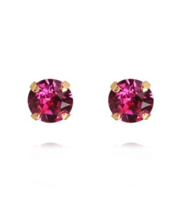 Classic stud earrings, fuchsia