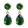 Mini drop earrings, emerald