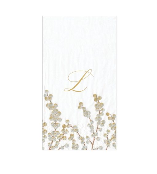 Servietter L, white/silver berry branches