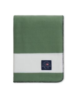 Irregular Striped Recycled Polyester Fleece Throw, green/white 130x170