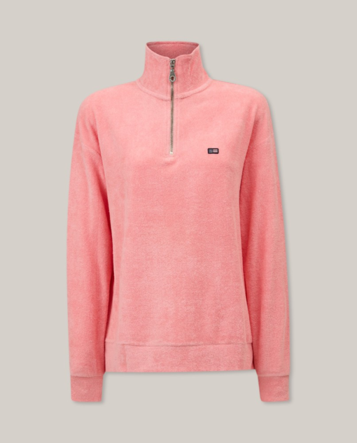 Kelly Organic Cotton Half Zip Terry Sweatshirt, pink