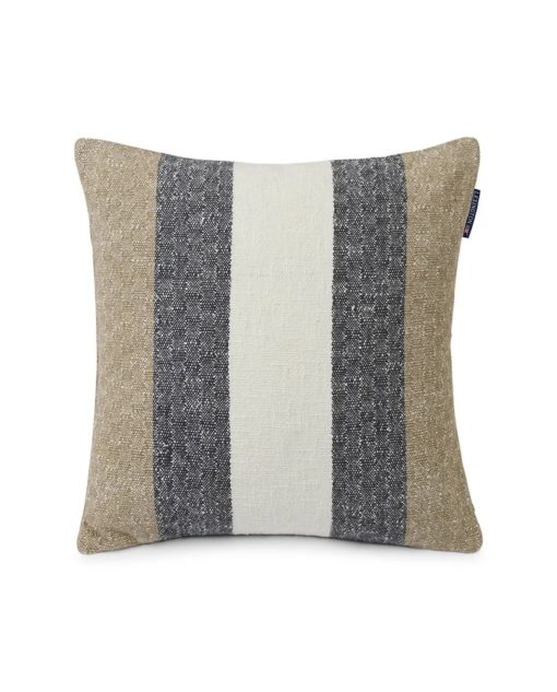 Lexington Vertical Striped Cotton Pillow Cover, Beige/Gray