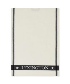 Lexington Cotton Waffle Kitchen Towel, white/dark grey
