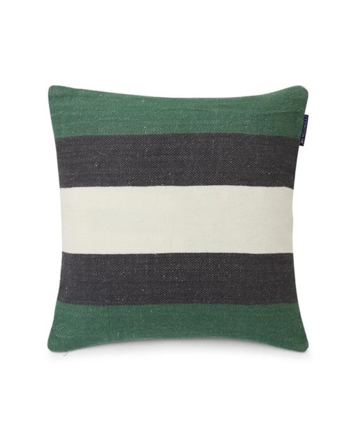 Lexington Irregular Striped Recycled Cotton Pillow Cover, Green/Gray