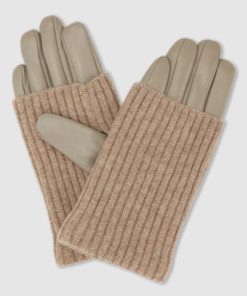 Day Leather Knit Glove, greige