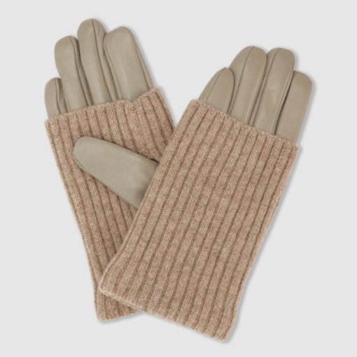 Day Leather Knit Glove, greige