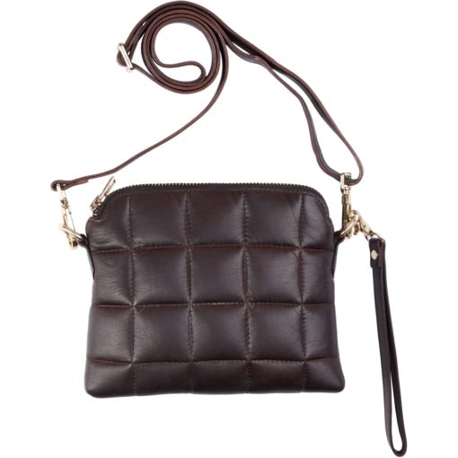 Quilted Clutch, chocolate w. light gold acc